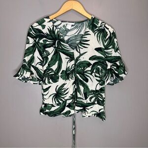 H&M palm Leaf Cinched front blouse
